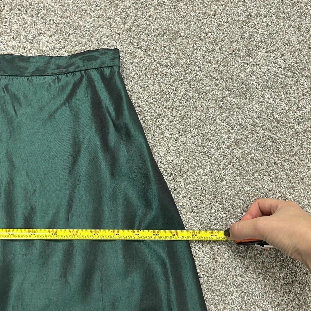 Green Satin Long Ball Gown Skirt Womens Medium Solid Lightweight Party Casual